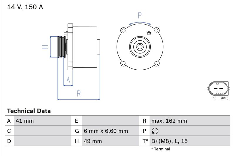 Генератор BOSCH 0986041750