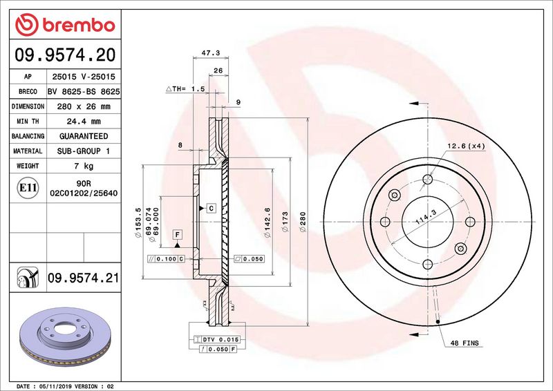 Тормозной диск BREMBO 09957420