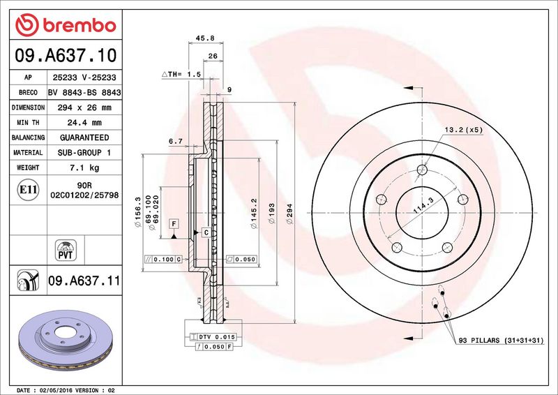 Тормозной диск BREMBO 09A63711