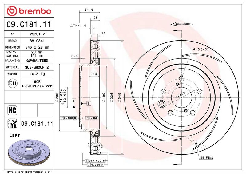 Тормозной диск BREMBO 09C18111