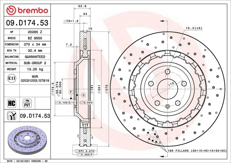 Тормозной диск BREMBO 09D17453
