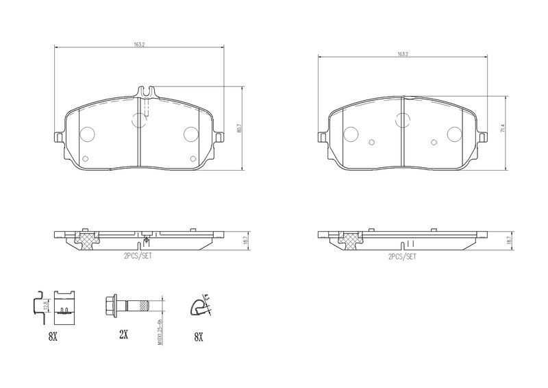 Комплект тормозных колодок, дисковый тормоз BREMBO P50152