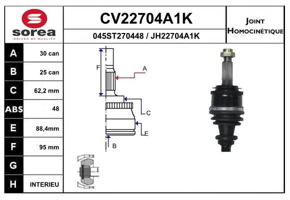 Шарнирный комплект, приводной вал EAI CV22704A1K