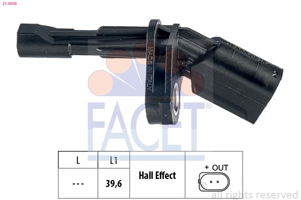 Датчик, частота вращения колеса FACET 210008
