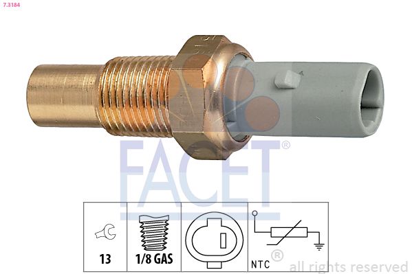 Датчик, температура охлаждающей жидкости FACET 73184