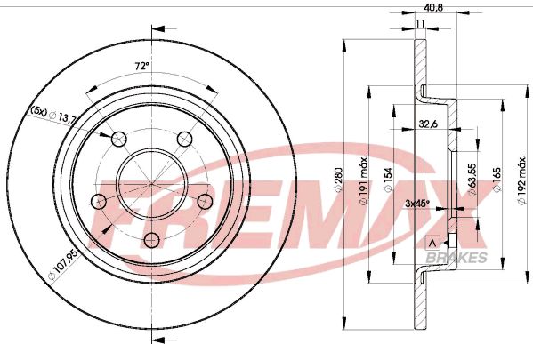 Тормозной диск FREMAX BD3962