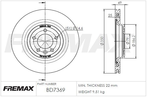 Тормозной диск FREMAX BD7369