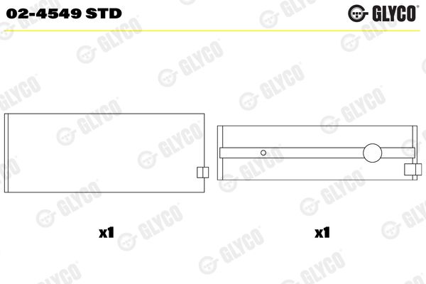 Подшипник коленвала GLYCO 024549STD