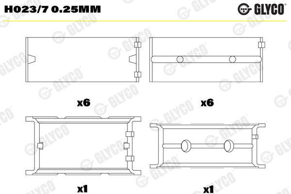 Подшипник коленвала GLYCO H0237025MM