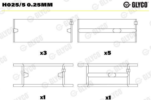 Подшипник коленвала GLYCO H0255025MM