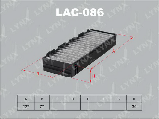 Фильтр, воздух во внутренном пространстве LYNX LAC086