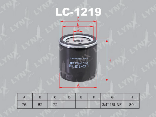 Масляный фильтр LYNX LC1219