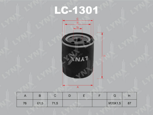 Масляный фильтр LYNX LC1301