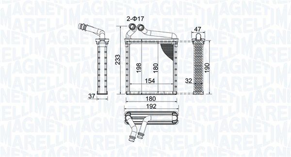 Теплообменник, отопление салона MAGNETI MARELLI 350218442000