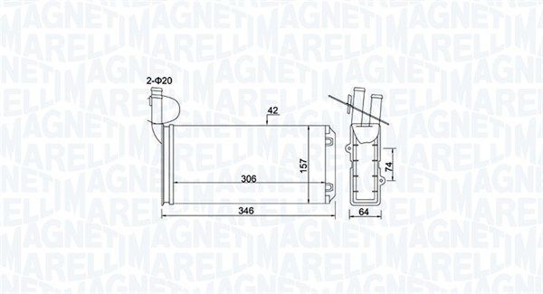 Теплообменник, отопление салона MAGNETI MARELLI 350218474000