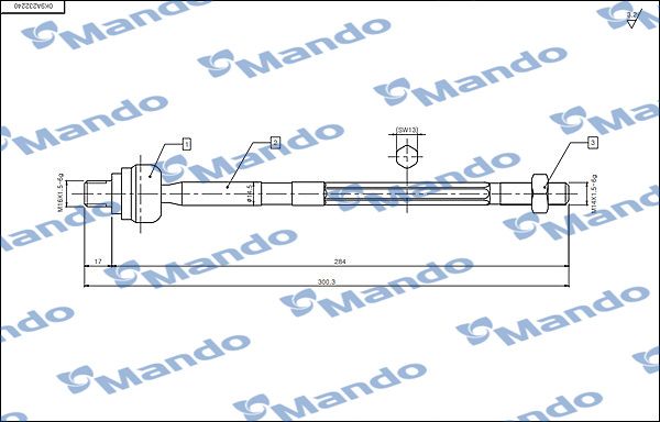 Осевой шарнир, рулевая тяга MANDO DSA020277