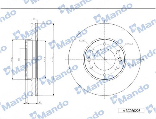 Тормозной диск MANDO MBC030226