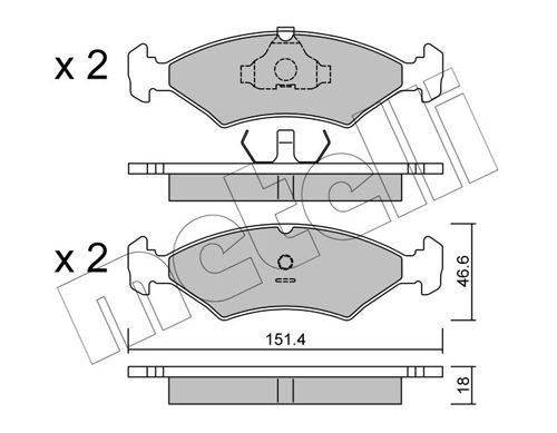 Комплект тормозных колодок, дисковый тормоз METELLI 2200290