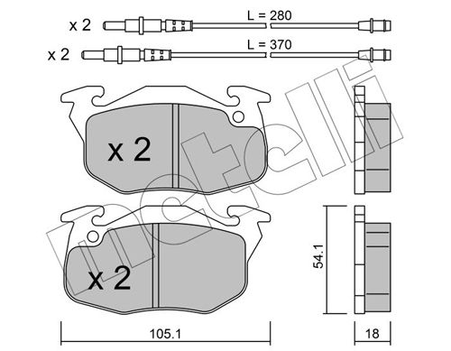 Комплект тормозных колодок, дисковый тормоз METELLI 2200371