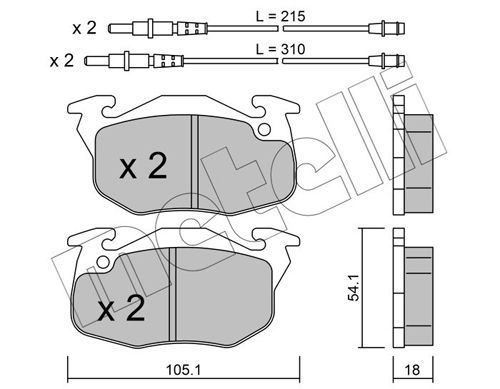 Комплект тормозных колодок, дисковый тормоз METELLI 2200374