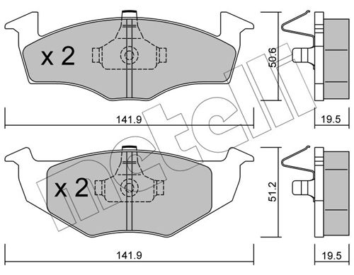 Комплект тормозных колодок, дисковый тормоз METELLI 2202061