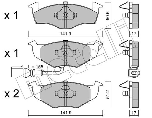 Комплект тормозных колодок, дисковый тормоз METELLI 2202063