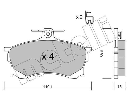 Комплект тормозных колодок, дисковый тормоз METELLI 2202500