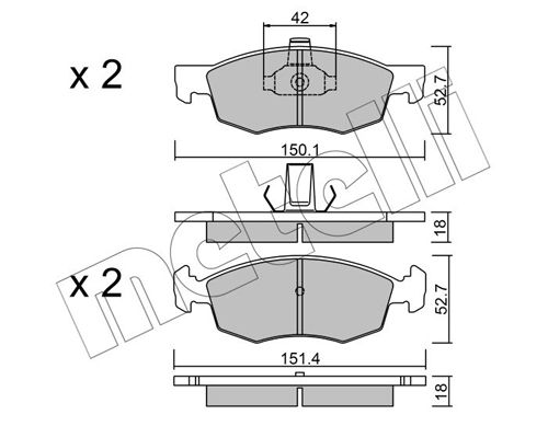 Комплект тормозных колодок, дисковый тормоз METELLI 2202742