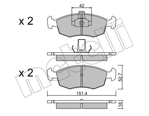 Комплект тормозных колодок, дисковый тормоз METELLI 2202743