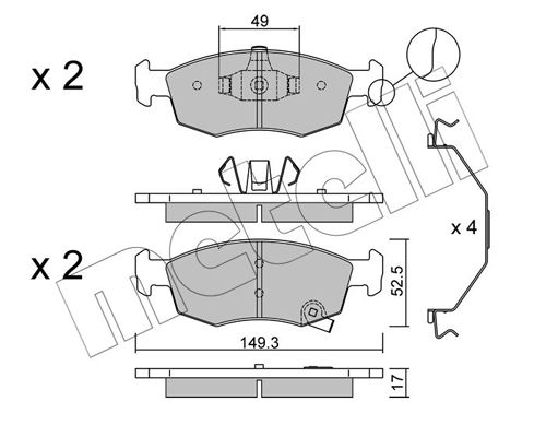 Комплект тормозных колодок, дисковый тормоз METELLI 2202746