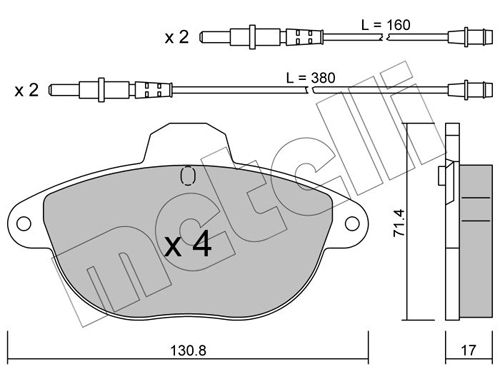 Комплект тормозных колодок, дисковый тормоз METELLI 2202900