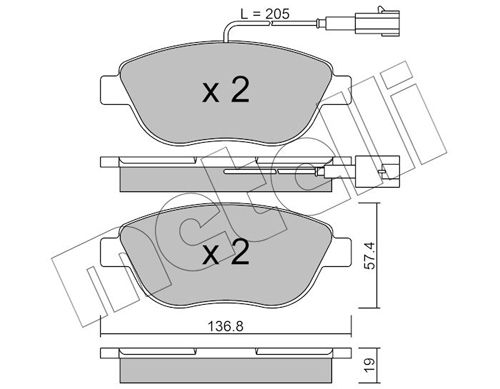 Комплект тормозных колодок, дисковый тормоз METELLI 2203223