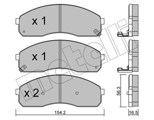 Комплект тормозных колодок, дисковый тормоз METELLI 2203740