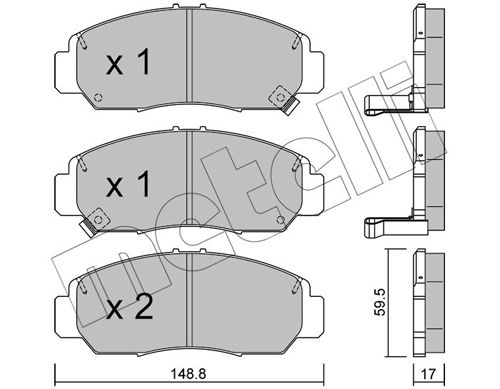 Комплект тормозных колодок, дисковый тормоз METELLI 2204620