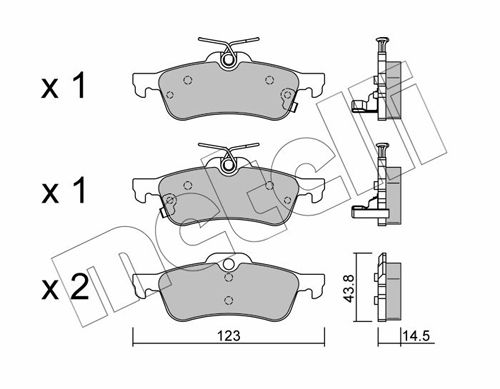 Комплект тормозных колодок, дисковый тормоз METELLI 2205561