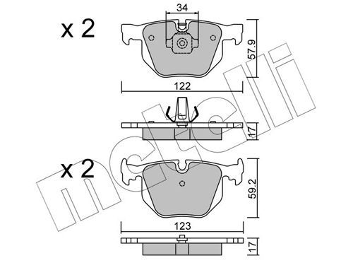 Комплект тормозных колодок, дисковый тормоз METELLI 2205610