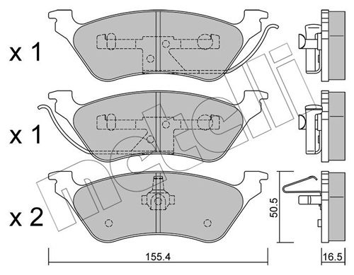Комплект тормозных колодок, дисковый тормоз METELLI 2206250