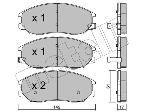 Комплект тормозных колодок, дисковый тормоз METELLI 2206330