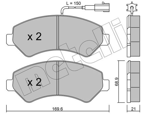 Комплект тормозных колодок, дисковый тормоз METELLI 2207092