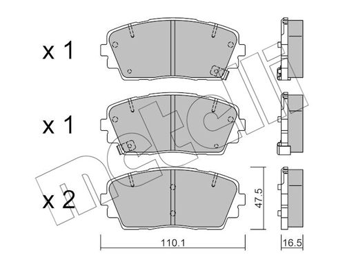 Комплект тормозных колодок, дисковый тормоз METELLI 2209410