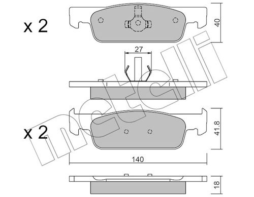 Комплект тормозных колодок, дисковый тормоз METELLI 2209753