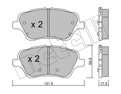 Комплект тормозных колодок, дисковый тормоз METELLI 2209760