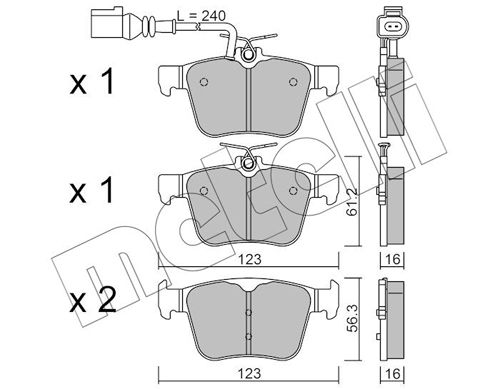 Комплект тормозных колодок, дисковый тормоз METELLI 2209811