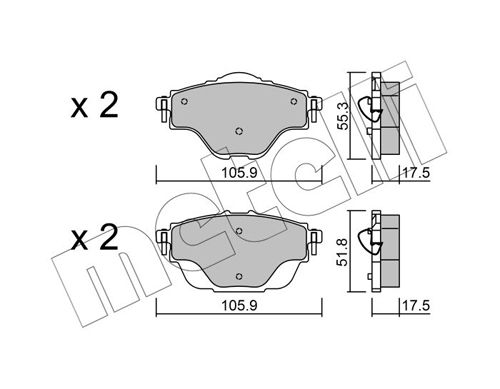 Комплект тормозных колодок, дисковый тормоз METELLI 2209880