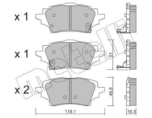 Комплект тормозных колодок, дисковый тормоз METELLI 2212280