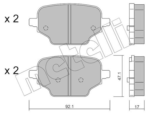 Комплект тормозных колодок, дисковый тормоз METELLI 2212450