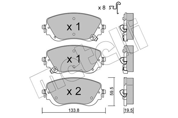 Комплект тормозных колодок, дисковый тормоз METELLI 2213250