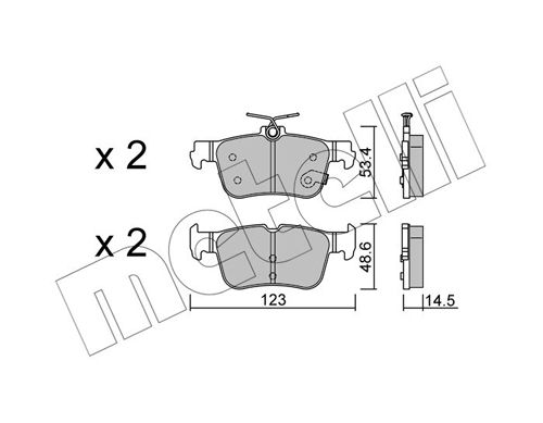 Комплект тормозных колодок, дисковый тормоз METELLI 2213320