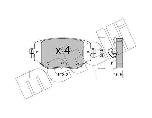 Комплект тормозных колодок, дисковый тормоз METELLI 2213460