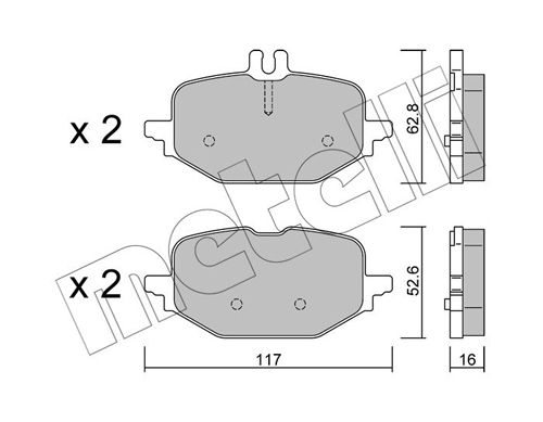 Комплект тормозных колодок, дисковый тормоз METELLI 2213590
